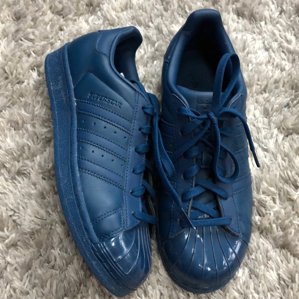 Navy Adidas Superstars